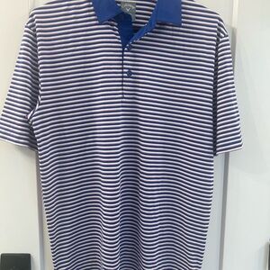 Callaway Men's Navy and White Striped Polo